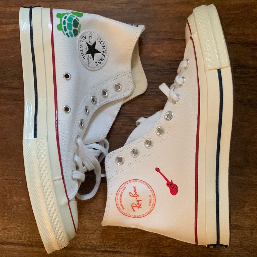 Custom NW New Converse All-Stars High Top White Size 6.5 Men’s or 8.5 Ladies